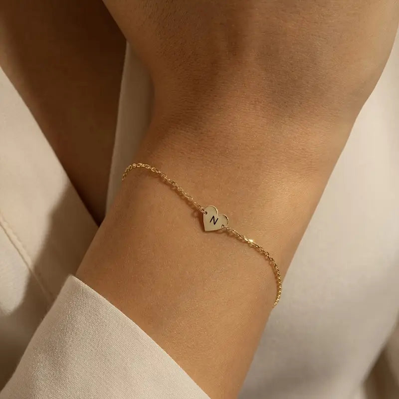 18K Gold-Plated Heart Charm Bracelet