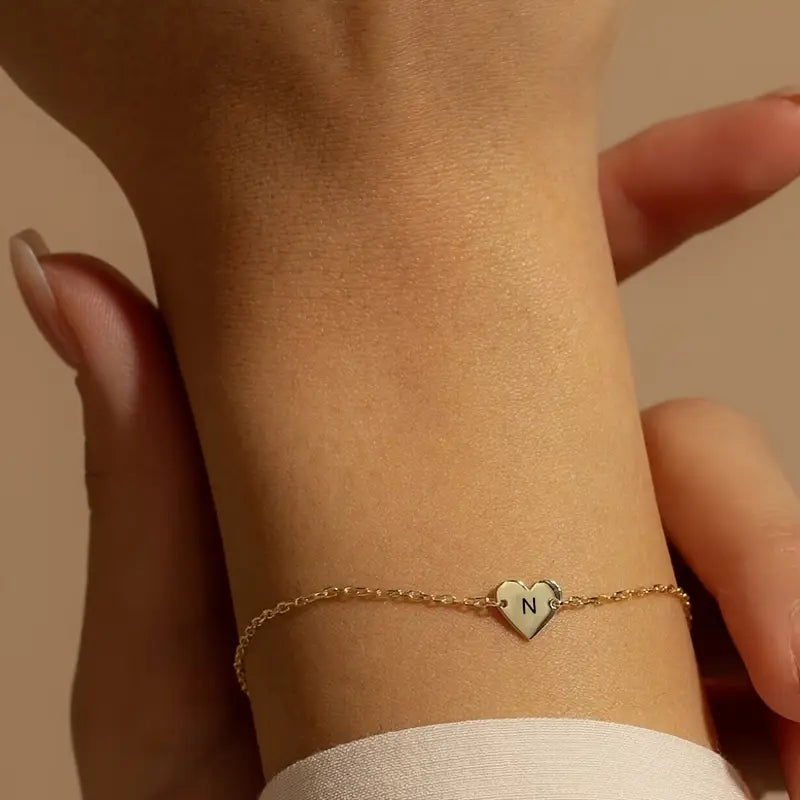 18K Gold-Plated Heart Charm Bracelet